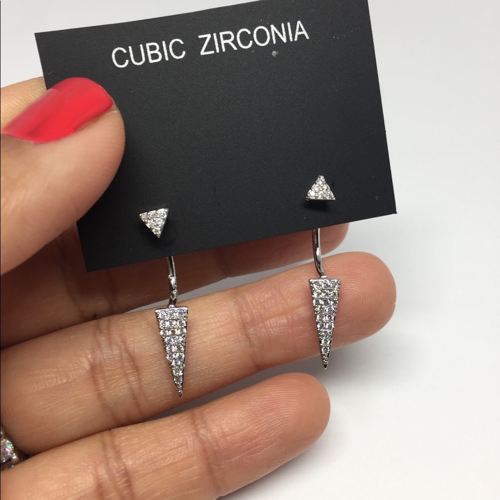 Double Side Cubic Zirconia Earring - Picture 7 of 8